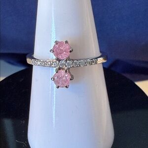 Elegant Pink and Silver Women's Ring
